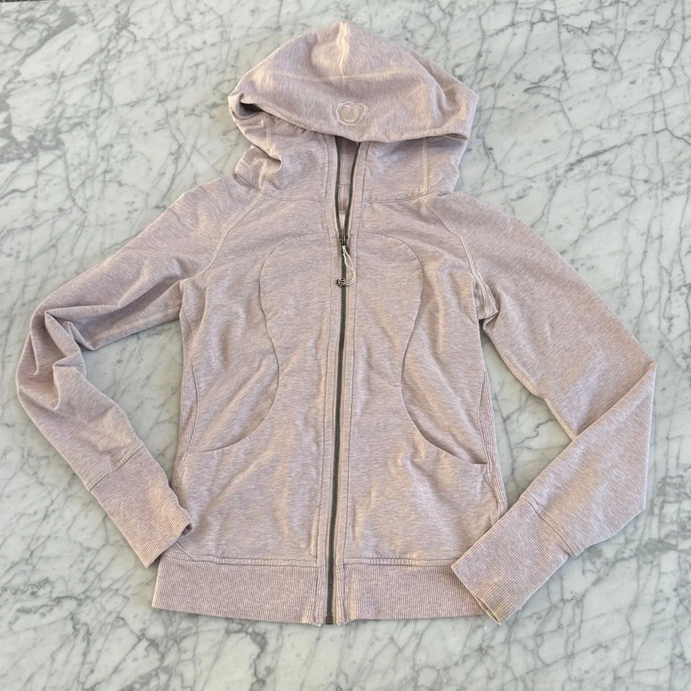 Lululemon Scuba Hoodie Full Zip Heathered Butter Pink Sz 4 - Picture 2 of 11